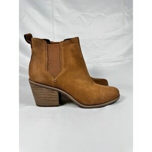 Toms Everly 10016830 Womens 10 Boots Tan Oiled Nubuck Heeled Chelsea Bootie